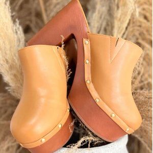 Bamboo Platform Gold Studded Mules